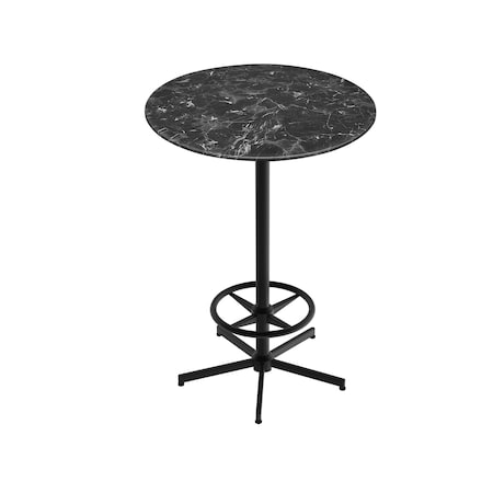 Holland Bar Stool Co 42 Tall OD216 Black Table Base w36 Diameter Black Marble Top, IndoorOutdoor OD21642BWODS36RBM